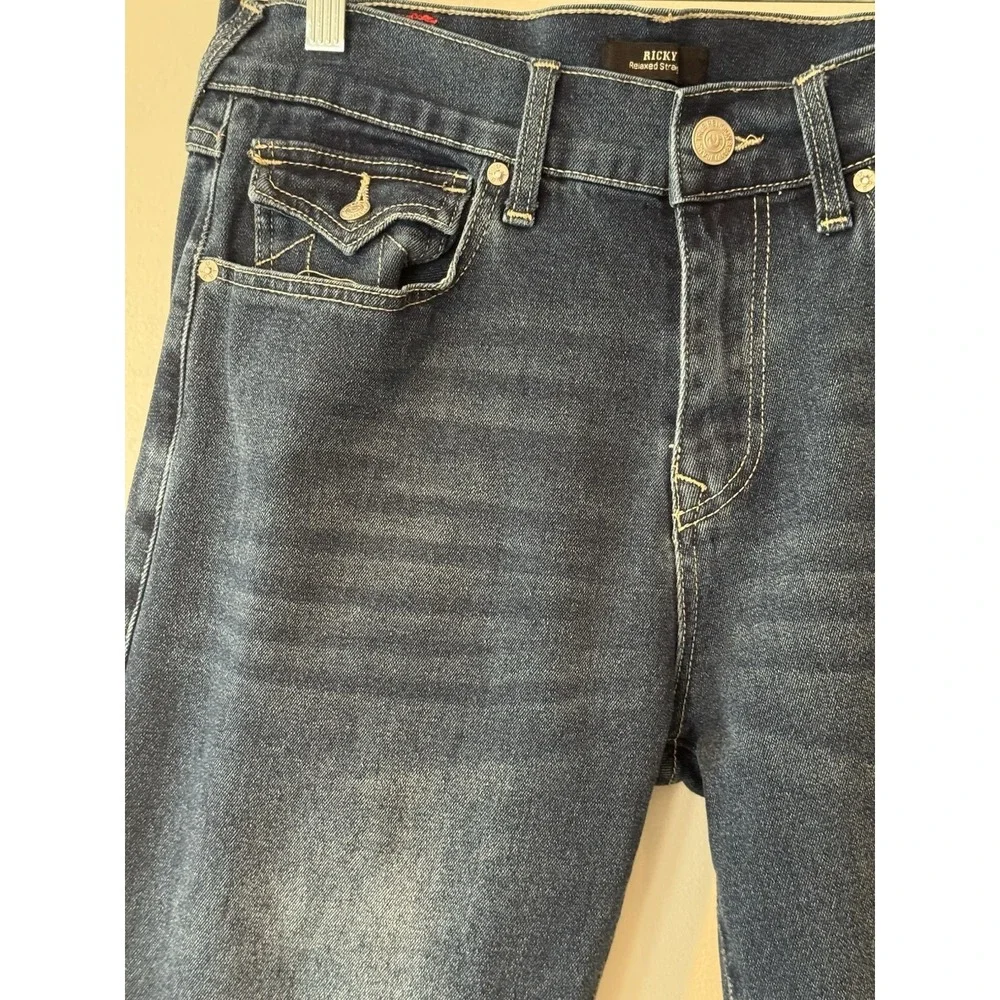 True Religion Ricky Flap Straight‎ Leg Jeans 31 Blue Denim Y2K Men's Classic